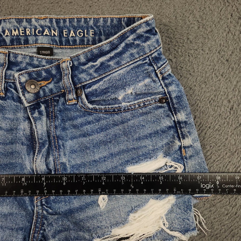 American Eagle Denim Mom Short Womens 00 High Rise Distress STRIGID Cutoff 24x2" - Picture 5 of 12